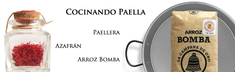 Paella Kochen mit Paellera, Safran in Fäden und Bomba Reis